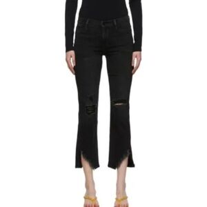 FRAME Denim Le High Straight Side Fray Jeans in black Size 29